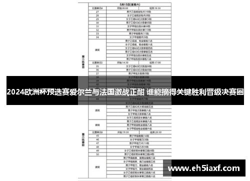2024欧洲杯预选赛爱尔兰与法国激战正酣 谁能摘得关键胜利晋级决赛圈