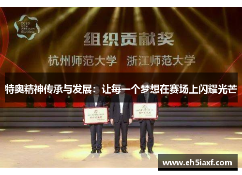 特奥精神传承与发展：让每一个梦想在赛场上闪耀光芒